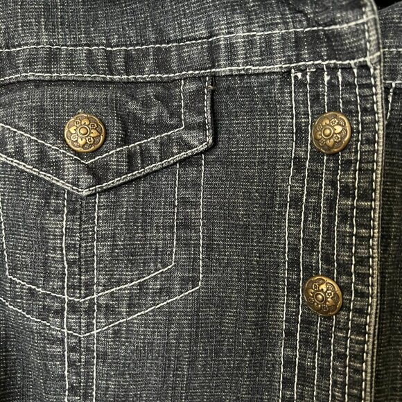 Live a Little Dark blue Jean Jacket, with special stitching, size M - Picture 4 of 7
